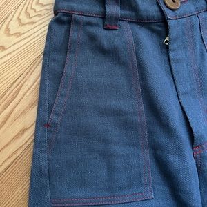 Beaton Linen Utility Pants in Navy with Red Stitching | 0
